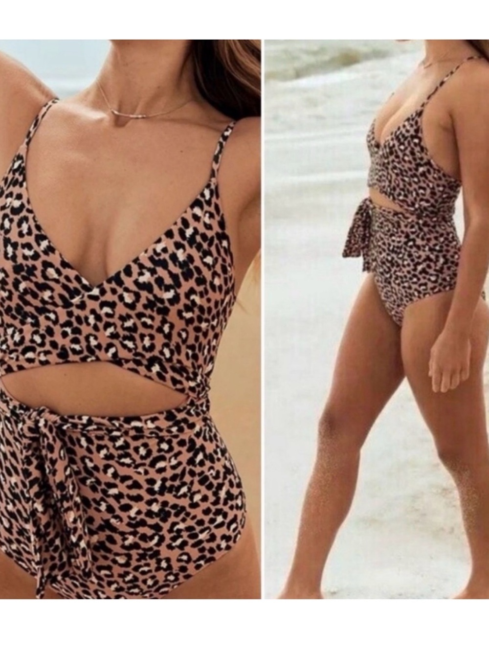 Aerie Leopard Full Coverage One Piece Swimsuit medium